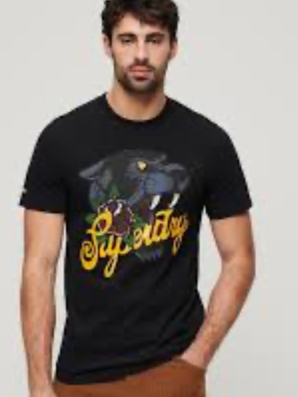 SUPERDRY Mens Tattoo Script UB Black Graphic Tee | XL